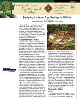 Designing Hardwood Tree Plantings for Wildlife Brian J