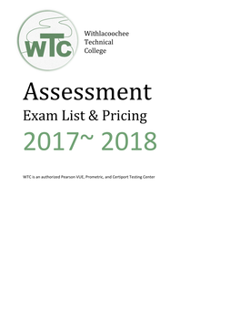 Assessment Exam List & Pricing 2017~ 2018