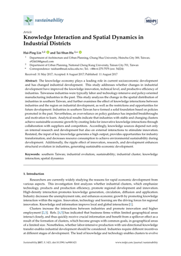 Knowledge Interaction and Spatial Dynamics in Industrial Districts