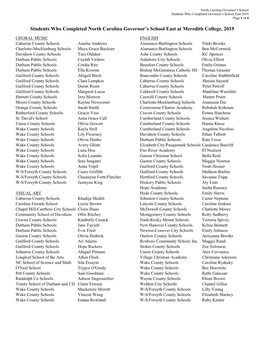 Students Who Completed North Carolina Governor's