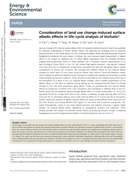 Consideration of Land Use Change-Induced Surface Albedo Eﬀects in Life-Cycle Analysis of Biofuels† Cite This: Energy Environ