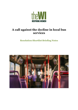 A Call Against the Decline in Local Bus Services