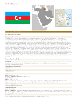 The World Factbook Middle East :: Azerbaijan Introduction