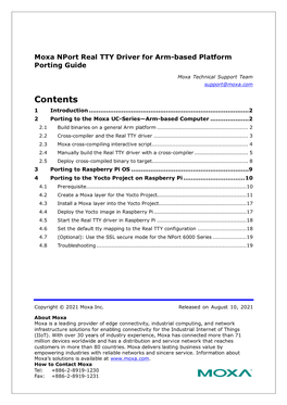 Moxa Nport Real TTY Driver for Arm-Based Platform Porting Guide