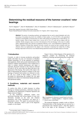 Determining the Residual Resource of the Hammer Crushers' Rotor Bearings