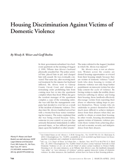 Housing Discrimination Against Victims of Domestic Violence