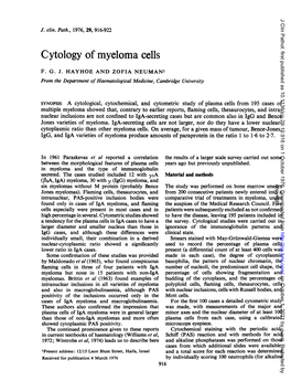 Cytology of Myeloma Cells