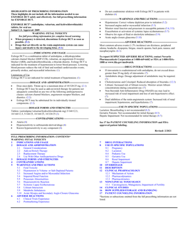 Exforge HCT in Patients with These Highlights Do Not Include All the Information Needed to Use Diabetes (4) EXFORGE HCT Safely and Effectively