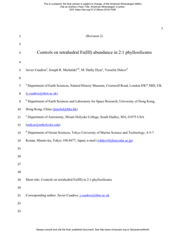 Controls on Tetrahedral Fe(III) Abundance in 2:1 Phyllosilicates