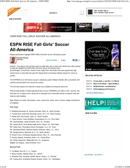 ESPN RISE Fall Girls' Socce
