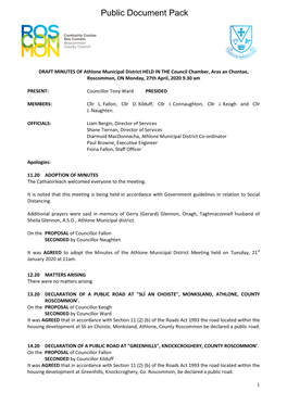 Minutes Document for Athlone Municipal District, 27/04/2020 09:30