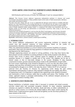 Estuarine and Coastal Sedimentation Problems1