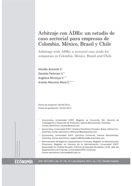 Arbitraje Con Adrs: Un Estudio De Caso Sectorial Para Empresas De Colombia, México, Brasil Y Chile