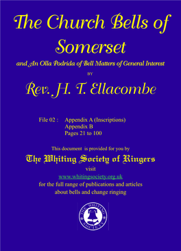 The Church Bells of Somerset and an Olla Podrida of Bell Matters of General Interest