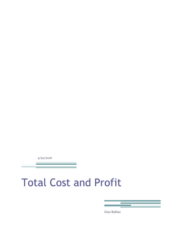 Total Cost and Profit