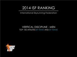 2014 ISF RANKING International Skyrunning Federation