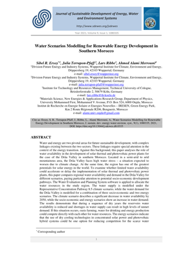 Water Scenarios Modelling for Renewable Energy Development in Southern Morocco