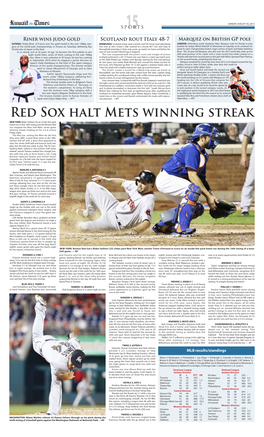 Red Sox Halt Mets Winning Streak