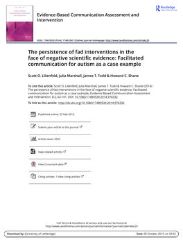 The Persistence of Fad Interventions in the Face of Negative Scientific Evidence: Facilitated Communication for Autism As a Case Example