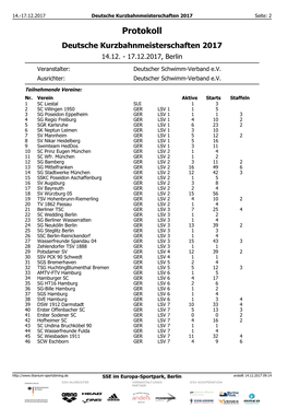 Protokoll Deutsche Kurzbahnmeisterschaften 2017 14.12