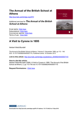 The Annual of the British School at Athens A