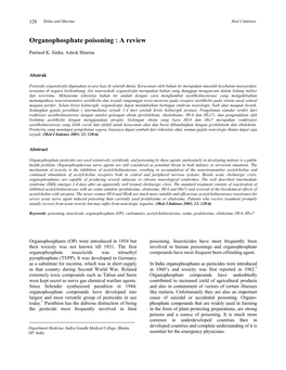 Organophosphate Poisoning : a Review