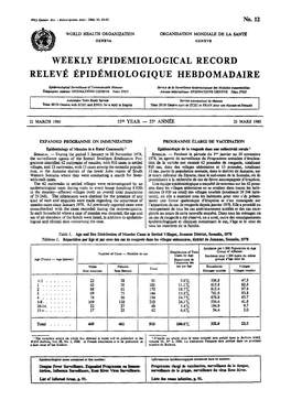 Weekly Epidemiological Record Relevé Épidémiologique Hebdomadaire