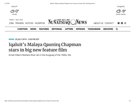 Iqaluit's Malaya Qaunirq Chapman Stars in Big New Feature Lm