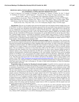 From Hayabusa to Hayabusa2: Present Status and Plans for Sample Curations of Asteroidal Sample Return Missions by Jaxa