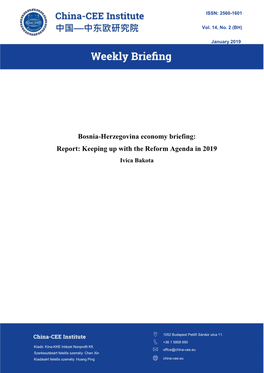 Bosnia-Herzegovina Economy Briefing: Report: Keeping up with the Reform Agenda in 2019 Ivica Bakota