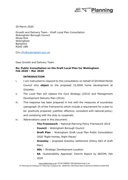 Draft Local Plan Consultation Wokingham Borough Council Shute End Wokingham Berkshire RG40 1BN