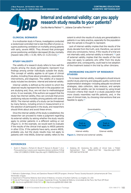 Internal and External Validity: Can You Apply Research Study Results to Your Patients? Cecilia Maria Patino1,2,A, Juliana Carvalho Ferreira1,3,B