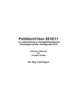 Politikers Yrken 7 1998 Industriförbundet Stockholm