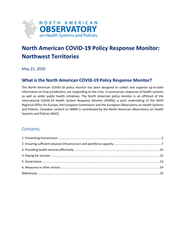 Northwest Territories Response Monitor