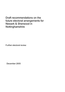 Draft Recommendations on the Future Electoral Arrangements for Newark & Sherwood in Nottinghamshire