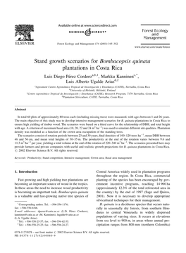 Stand Growth Scenarios for Bombacopsis Quinata Plantations In