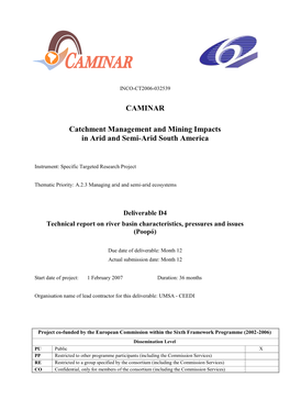 CAMINAR Catchment Management and Mining Impacts in Arid And