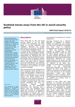 Scotland Moves Away from the UK in Social Security Policy ESPN Flash Report 2018/72