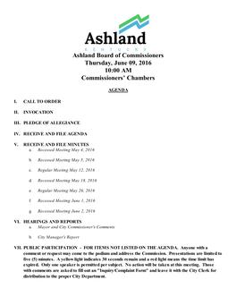 Board of Commissioners Agenda