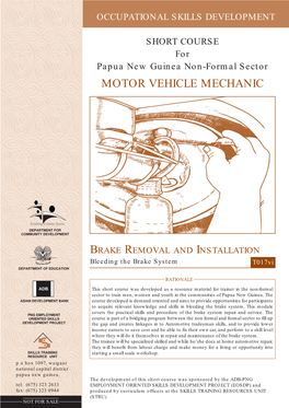 BRAKE REMOVAL and INSTALLATION Bleeding the Brake System T017vi