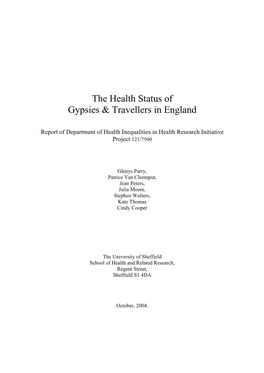 The Health Status of Gypsies & Travellers in England