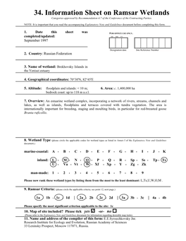 34. Information Sheet on Ramsar Wetlands Categories Approved by Recommendation 4.7 of the Conference of the Contracting Parties
