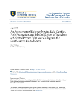 An Assessment of Role Ambiguity, Role Conflict, Role Frustration, And