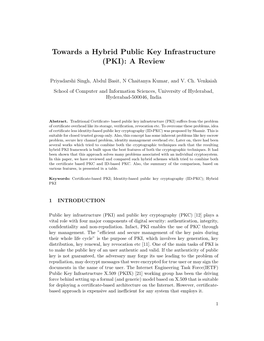 Towards a Hybrid Public Key Infrastructure (PKI): a Review