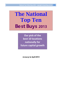 The National Top Ten Best Buys 2013
