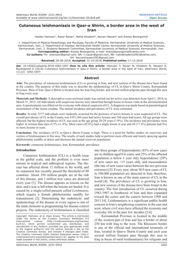 Cutaneous Leishmaniasis in Qasr-E Shirin, a Border Area in the West of Iran