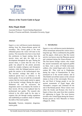 History of the Tourist Guide in Egypt Heba Magdy Khalil