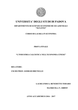 Universita' Degli Studi Di Padova