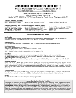 Rubberducks Game Notes 051418