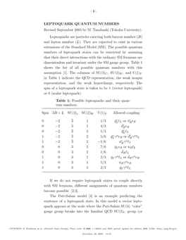 – 1– LEPTOQUARK QUANTUM NUMBERS Revised September